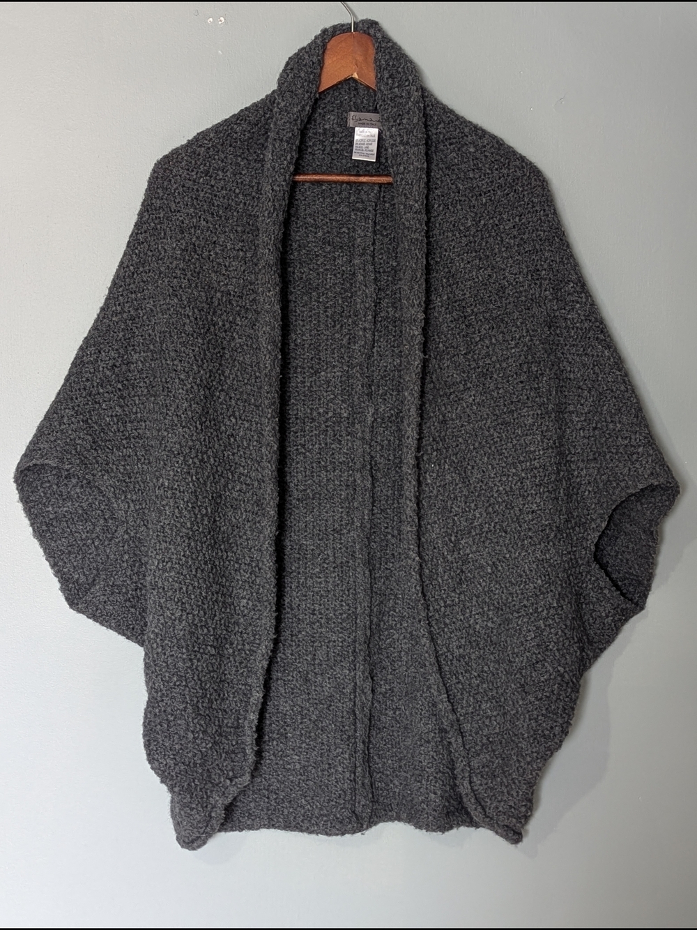 Anthropology Elsamanda Italian‎ Made Women's Wool Sleeveless Shawl Cardigan